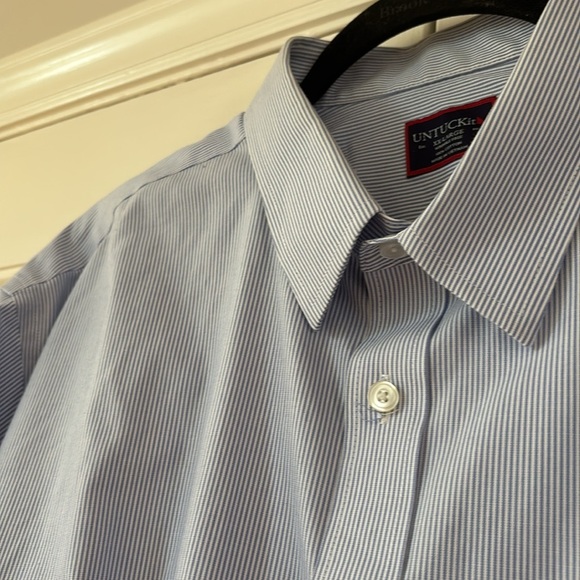 UnTUCKit Men’s Size XXL Wrinkle-Free Bordeaux Shirt Blue & White Stripe XX Large - Picture 5 of 12